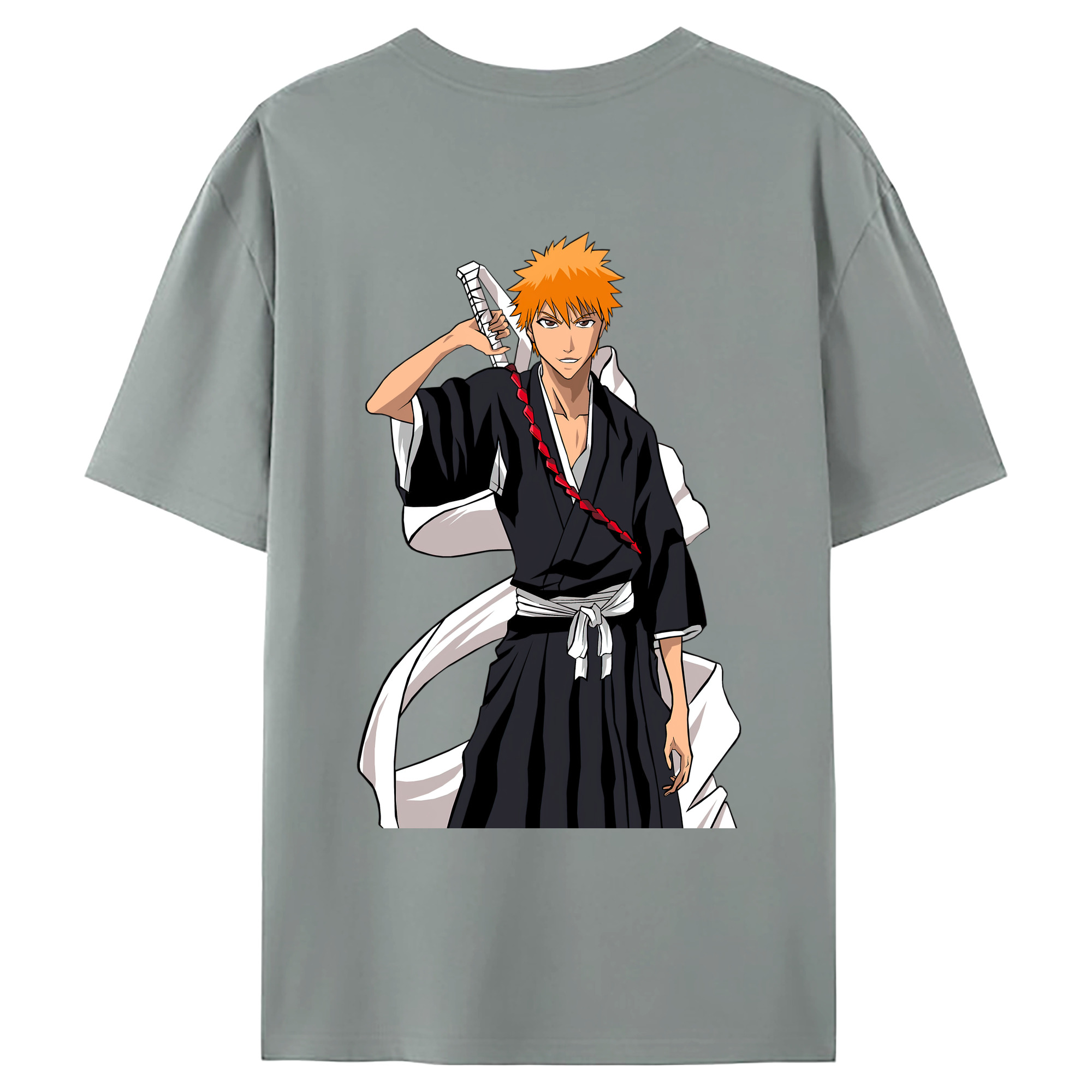 （画像用） ブリーチ 黒崎一護（くろさき いちご）BLEACH Kurosaki Ichigo 綿100％ メンズ半袖Tシャツ（バックプリント） 通気性
